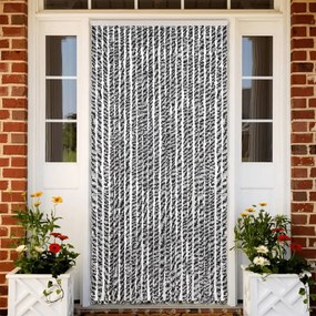 Cortina anti-insetos 100x230 cm chenille cinzento/preto/branco