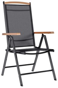 Cadeiras de jardim dobráveis 2 pcs alumínio e textilene preto