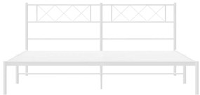 Estrutura de cama com cabeceira 193x203 cm metal branco