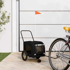 vidaXL Reboque para Bicicleta para Pets - Tecido Oxford Preto e Ferro