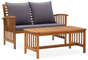 vidaXL 2 pcs conjunto lounge de jardim c/ almofadões acácia maciça