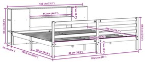 Cama com estante sem colchão 180x200 cm pinho maciço