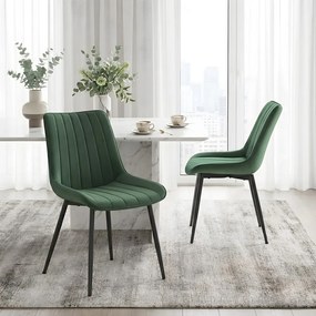 Conjunto 2 cadeiras de sala de jantar, cadeira de cozinha, pernas de aço verde-preto