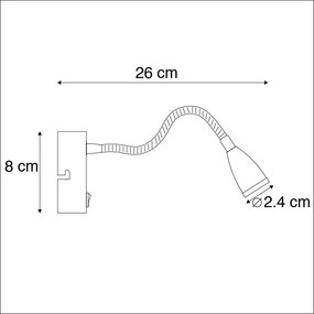 Candeeiro de parede moderno e flexível LED preto - Flex Moderno