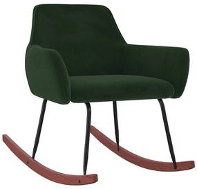 vidaXL Cadeira de baloiço veludo verde-escuro