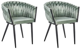Conjunto de 2 cadeiras de jantar em veludo verde claro MILAN Beliani