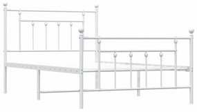 Estrutura de cama com cabeceira e pés 107x203 cm metal branco