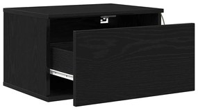 Criado-mudo vidaXL com LED montado na parede Carvalho Preto 50x36x30 c