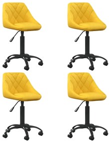 vidaXL Cadeiras de jantar giratórias 4 pcs veludo amarelo