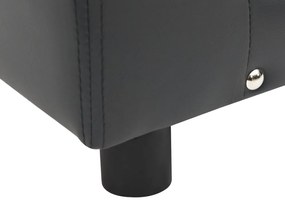 Sofá p/ cães 81x43x31cm pelúcia e couro artificial cinza-escuro