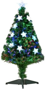 HOMCOM Árvore de Natal Artificial 90cm Árvore de Natal com 12 Luzes LED 3 Cores e 90 Ramos PVC Decoração de Natal Verde | Aosom Portugal