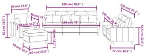 4 pcs conjunto de sofás com almofadas tecido cinzento-escuro