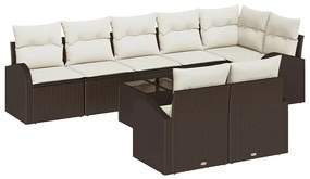 Conjunto de Sofá de Jardim vidaXL 8 Peças com Almofadas Cinza Poliratt