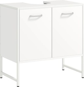 HOMCOM Móvel sob lavatório, móvel de banheiro com 2 portas com fechamento suave e prateleira ajustável, branco | Aosom Portugal