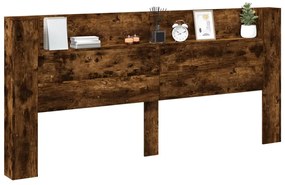 Armário cabeceira c/ luzes LED 220x16,5x103,5cm carvalho fumado