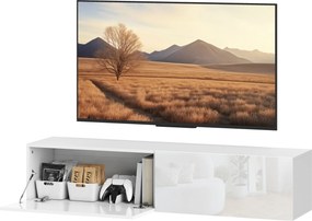 Móvel suspenso para TV até 45, 55 ou 65 polegadas, com 2 armários com portas, 140 x 33 x 29,8 cm, branco