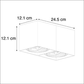 LED Foco retangular 2-claro preto incl. 2 x G9 - BOX Design,Industrial,Moderno