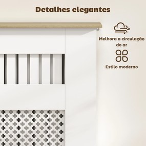 Cobertura para Radiadores Proteção Radiador de MDF 78x19x81 cm Desenho Moderno de Ripas Branco