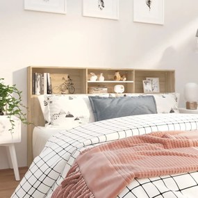 vidaXL Armário de cabeceira 120x19x103,5 cm branco e carvalho sonoma