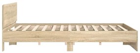 Estrutura de cama com cabeceira 160x200 cm carvalho sonoma