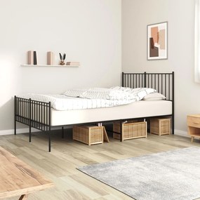 vidaXL Estrutura de cama com cabeceira e pés 120x200 cm metal preto