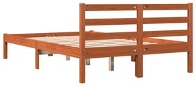 Estrutura de cama 140x200 cm madeira pinho maciça castanho cera