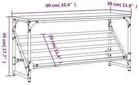 Sapateira 90x30x45 cm derivados de madeira cinzento sonoma