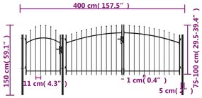 Portão de jardim 1,5x4 m aço preto