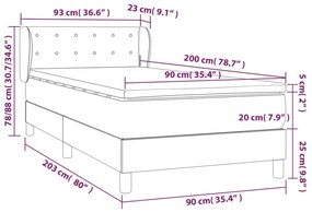 Cama com molas/colchão 90x200 cm veludo rosa