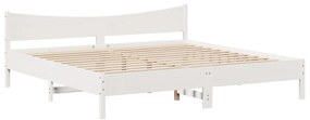 Estrutura de cama com cabeceira 180x200cm pinho maciço branco