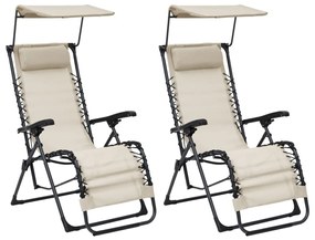 vidaXL Cadeiras de pátio dobráveis 2 pcs textilene cor creme