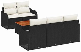 Conjunto de Sofá de Jardim de 6 Peças com Almofadas de Rattan e Poliés