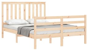 Estrutura de cama com cabeceira 140x190 cm madeira maciça