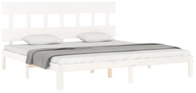 Estrutura cama Super King Size c/ cabeceira madeira branco