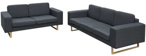 273816 vidaXL Conjunto sofá de 3 lugares e 2 lugares cinzento escuro