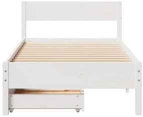 Cama sem colchão 100x200 cm madeira de pinho maciça branco