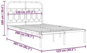 Estrutura de cama com cabeceira 120x200 cm metal branco