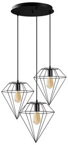 Candeeiro Suspenso Elmas – Preto – Diâmetro 50 cm, Altura 133 cm