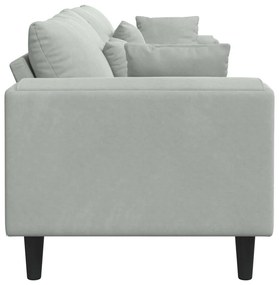 Sofá de Veludo com almofada com travesseiro Cinzento-claro 208 cm Velu