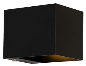 Candeeiro de parede preto com LED e dimmer tátil recarregável - Joris Moderno