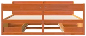 Cama sem colchão 200x200 cm pinho maciço castanho-mel