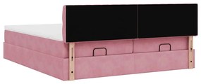 Estrutura de cama otomana com colchões 180x200 cm veludo rosa