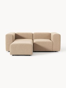 Sofá modular em bouclé Lena (2 lugares) com pufe (esquerda/direita)