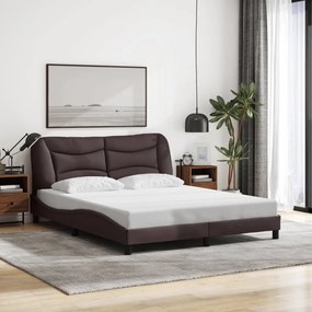 Estrutura de cama sem colchão 160x200 cm tecido castanho-escuro
