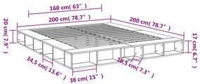 Estrutura de cama 200x200 cm derivados madeira carvalho sonoma
