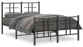 vidaXL Estrutura de cama com cabeceira e pés 120x200 cm metal preto