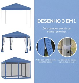 Outsunny Tenda Dobrável 295x295x260 cm Tenda de Jardim com 4 Paredes L