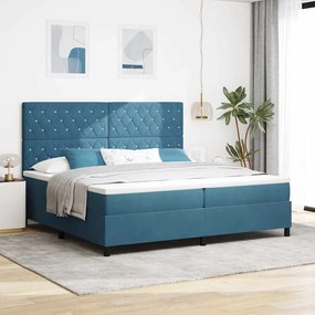 Cama Box com Colchão vidaXL Azul Escuro 200x200 cm Veludo
