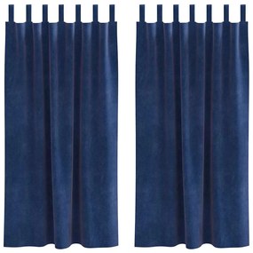 Cortinas Blackout vidaXL com Laços de Suspensão 2 pcs Veludo Azul Escu