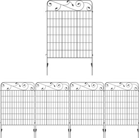 Outsunny Cercas de Jardim de 4 Painéis 88x110 cm Cercas de Jardim Metálicas Cercas Decorativas com Ângulo Ajustável Preto | Aosom Portugal